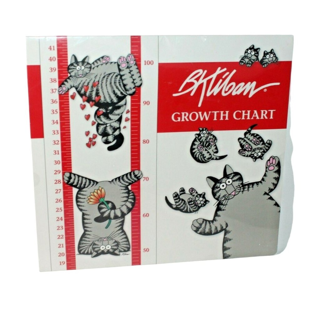B. Kliban Child Kids Wall Growth Chart White Red Cats Stickers 11" x 48" Sealed - Picture 1 of 9